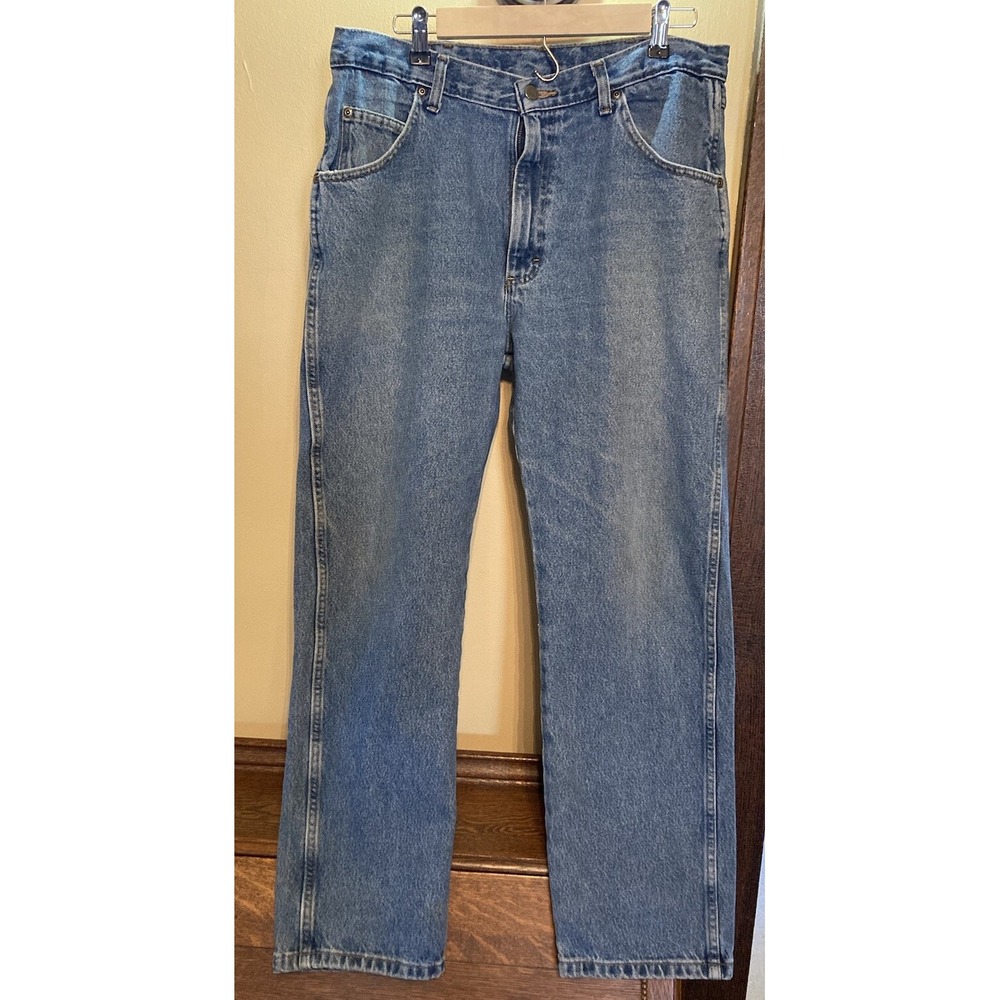 Wrangler Jeans Mens 36x30 Original Fit Dark Wash Denim Blue